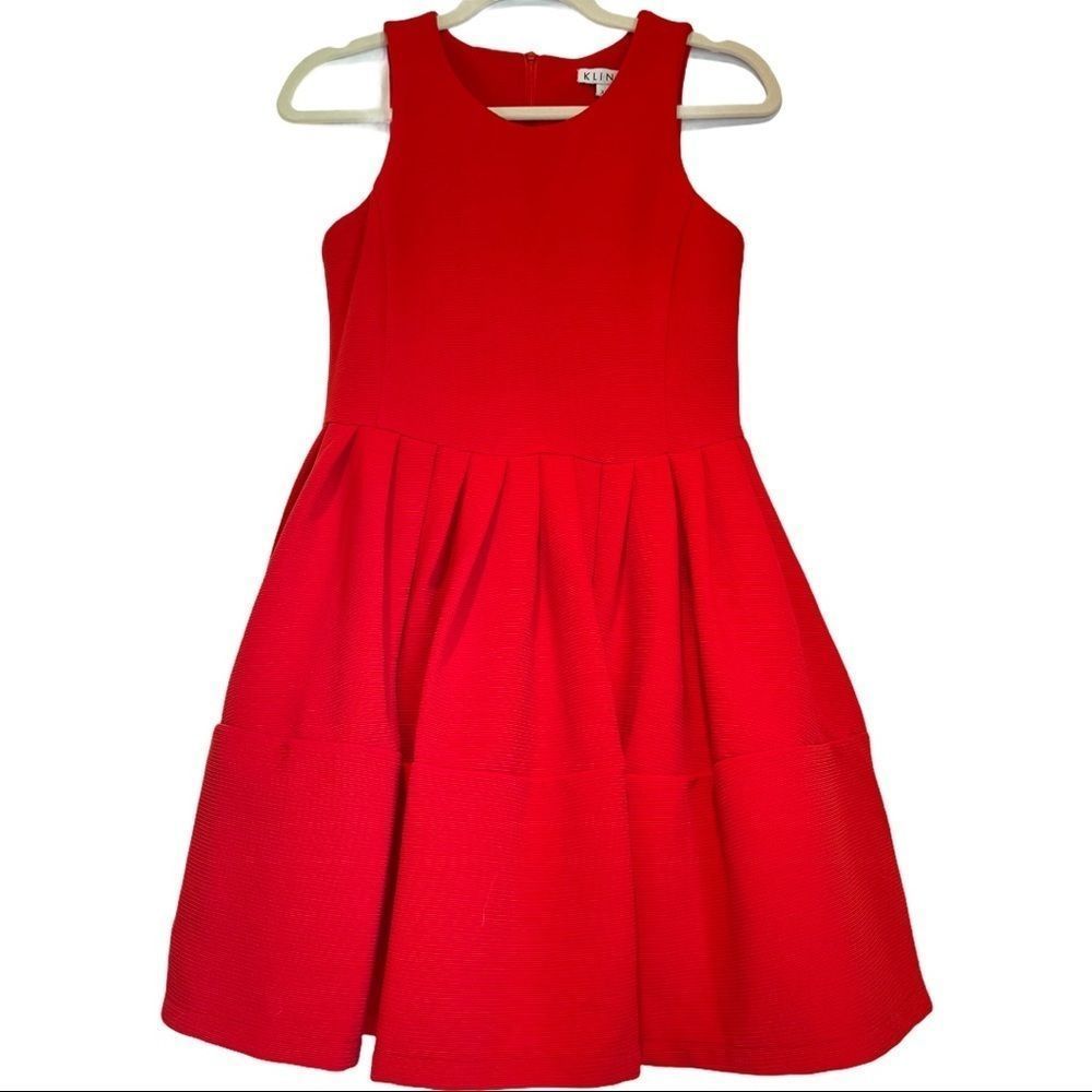 NWT Kling Brand Red Dress skater style Flattering fit womens dress size XS 0-2